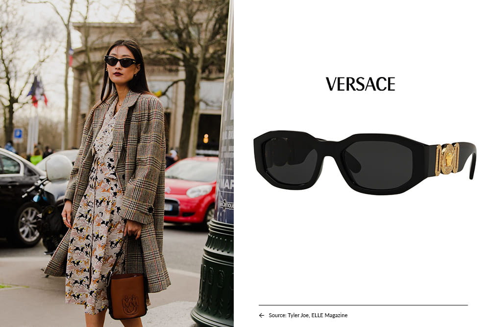 Hottest eyewear trends 2020 - Bold frames Versace sunglasses, eyerim blog